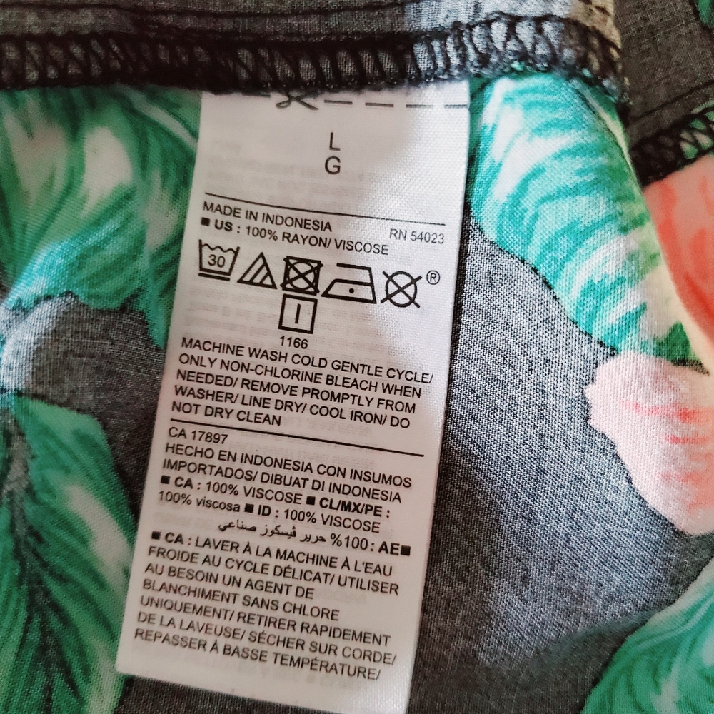 OLD NAVY Black/Pink Tropical Floral Sleeveless Tank Midi Dress L Summer Vaca‎ - Picture 6 of 8